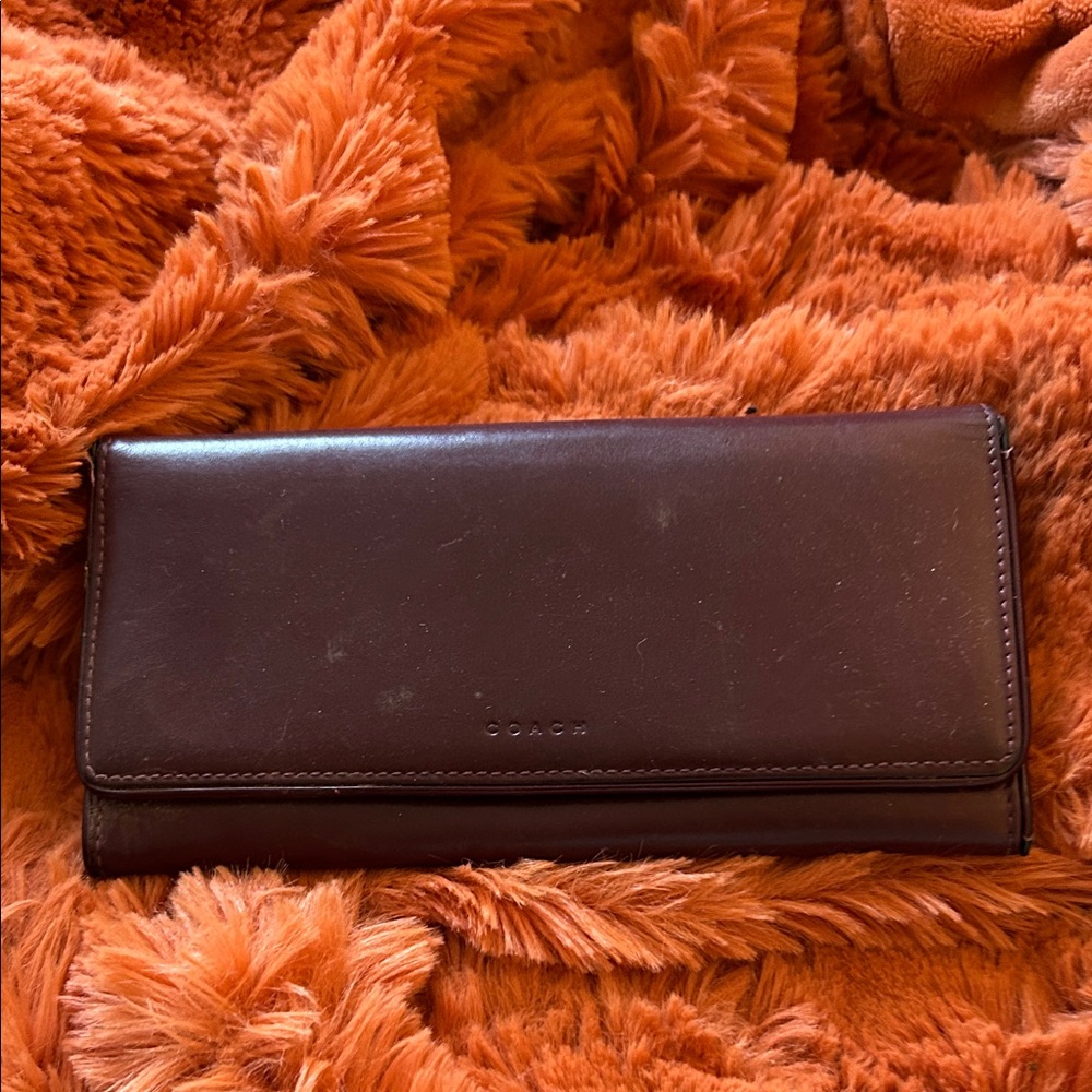 Coach Dark Brown Leather Clutch
